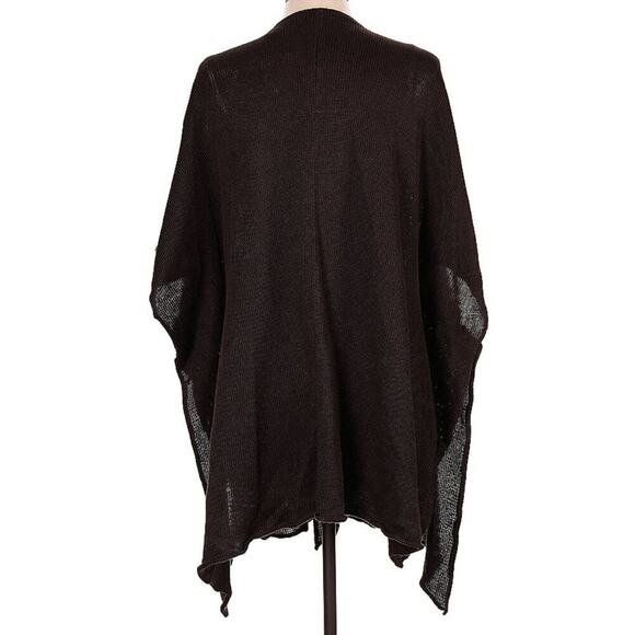 Eskandar Shawl Collar Jacket Wide Knit Open Poncho Linen One Size Brown Scotland - Picture 3 of 7